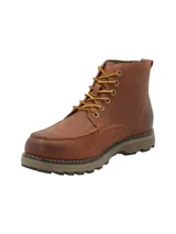 Botín de cuero engrasado color marrón RKF, modelo Balma, con cordones bicolor, suela de goma antideslizante y costuras reforzadas.