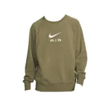 Buzo color verde militar de cuello redondo, con logo de Nike y la palabra "AIR" estampados en blanco en el frente.