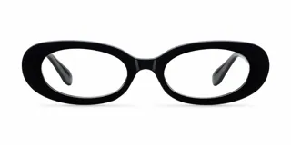 Lentes blueblocker con armazón ovalado de color negro brillante, diseñados para bloquear la luz azul de pantallas y protección UV400.