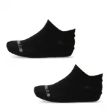 Medias cortas tipo invisibles de color negro, con detalle de texto blanco en la puntera.