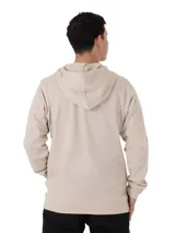 Buzo canguro con capucha Columbia Beaumount Hoodie color gris claro, con bolsillo tipo canguro y parche cuadrado con logo en el pecho.