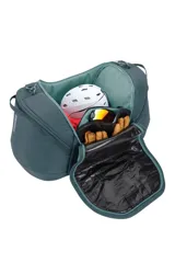 Bolso de viaje Thule RoundTrip de 90 litros, color azul oscuro, con diseño ergonómico y compartimentos organizadores. Fabricado en nylon resistente con protección acolchada para el equipo.