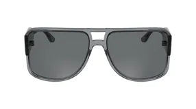 Lentes de sol unisex Lacoste modelo 6056, con montura cuadrada gris transparente y lentes grises.