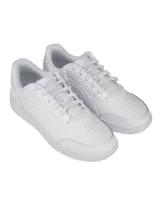 Championes Under Armour UA Tempo de color blanco, con parte superior de cuero sintético y suela cupsole de goma. Diseño urbano inspirado en el básquetbol con detalles de logotipos en relieve en los laterales.
