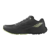 Championes Salomon Pulsar de trail running, color negro con entresuela en tono verde claro y negro, con amortiguación y suela de gran agarre.