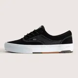 Championes de skate Vans modelo Skate Era Wafflecup, color negro con detalles en blanco. Presentan una construcción resistente con suela WaffleCup que combina durabilidad y flexibilidad, cordones negros y logo de la marca en el lateral y la lengüeta.