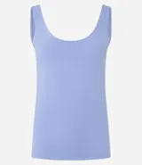 Blusa musculosa color gris claro, con escote en U y breteles anchos. Confeccionada en poliamida y poliéster.