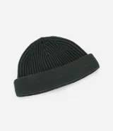 Gorro corto tipo leñador de lana acrálica color menta, con dobles y tejido texturizado sin costura.
