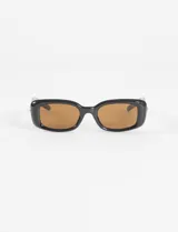 Lentes de sol de mujer con armazón cuadrado ancho de acetato negro, estilo retro. Cristales oscuros con protección UV.