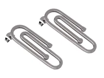 Par de caravanas colgantes con forma de clip de acero dorado.