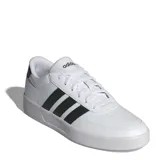 Championes urbanos Adidas modelo Breaknet 3.0, de diseño inspirado en el tenis, color blanco con las icónicas tres tiras laterales en negro. Presentan capellada sintética, cierre por cordones y suela de goma plana.