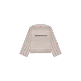 Remera de manga larga Eme Studios modelo Dona Smoky Rose Reverse Crewneck, con diseño a rayas horizontales, cuello redondo y estampado frontal con el logo de la marca.
