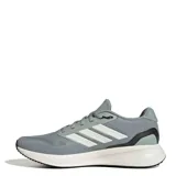 Championes de running Adidas Runfalcon 5, color gris con detalles en blanco. Presentan exterior de malla transpirable, mediasuela con tecnología Cloudfoam para mayor amortiguación y suela de goma Adiwear para mayor durabilidad.