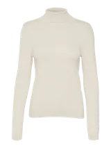 Sweater de punto con cuello alto y mangas largas, de diseño ajustado con puños acanalados.