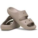 Sandalias tipo slide de la marca Crocs, con diseño de doble tira superior con perforaciones para personalización con Jibbitz. Fabricadas en material Croslite ligero y flexible, con plantilla ergonómica.