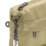 Bolso bandolera Nike Futura Luxe color beige, con correa ajustable y logo de Nike en el frente.