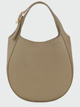 Cartera de mano Longchamp modelo Le Foulonné S, de diseño estructurado en tono beige claro con asas cortas.