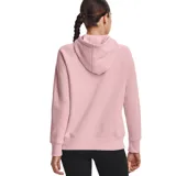 Canguro Under Armour Rival Fleece para mujer, color rosa con logo blanco estampado en el pecho.