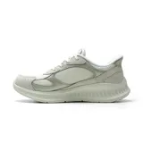 Championes Skechers modelo Go Walk Now Slip-ins - Aura, color blanco y gris, con parte superior textil y suela con amortiguación.