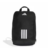 Botinera Adidas modelo Tiro, color negro con las icónicas tres tiras y logo de la marca en blanco. Cuenta con un diseño compacto, cierre seguro y base reforzada con perforaciones para ventilación.