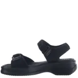 Sandalias de plataforma baja con tiras de ajuste con velcro, confeccionadas en material sintético y textil, con diseño ergonómico.