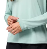 Remera de manga larga Columbia Tidal Tee II de color verde menta, con tecnología Omni-Shade de protección solar UPF 50 y tecnología de evaporación Omni-Wick de secado rápido. Presenta cuello redondo y calce cómodo ideal para actividades al aire libre y pesca.