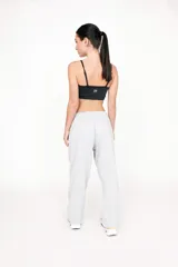 Pantalón de jogging gris melange de corte recto.