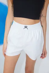 Boxer de popelín de algodón con cintura elástica ancha y logo doble R bordado en el frente.
