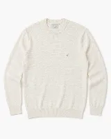 Sweater de punto Brooksfield color blanco marfil, con cuello redondo, manga larga y pequeño logo bordado en el pecho.