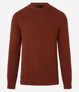 Suéter masculino de cuello redondo y manga larga, confeccionado en tejido de malla con textura de cuadros grid. Presenta un diseño minimalista y versátil, ideal para diversas ocasiones.