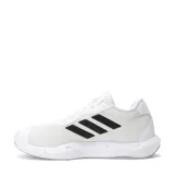 Championes de entrenamiento Adidas Amplimove Trainer, color blanco con las icónicas tres tiras laterales en negro. Presentan una estructura de malla transpirable, cierre con cordones y una suela técnica diseñada para brindar estabilidad y soporte durante actividades de alta intensidad.
