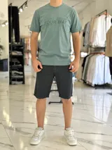 Remera clásica de manga corta color marrón claro, con estampa frontal con la leyenda "Your mood. YOUR WAY. southbeach EST. 1963".