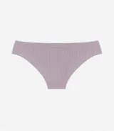 Bombacha de bikini femenina, sin costuras, de corte lateral mediano y textura acanalada.