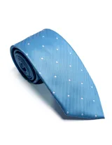 Corbata de seda azul marino con estampado paisley en tonos rosados y blancos.