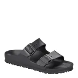 Sandalias Birkenstock modelo Arizona, confeccionadas en material EVA ligero y resistente al agua. Presentan diseño de dos tiras anchas con hebillas ajustables tono sobre tono y plantilla anatómica moldeada.
