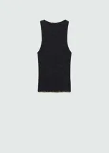 Top de punto fino con cuello halter y diseño entallado al cuerpo, sin mangas.