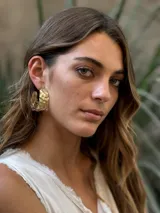 Aros tipo argolla dorados con textura irregular.