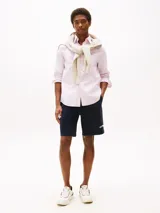 Camisa de hombre Tommy Hilfiger de manga larga, color rosa con estampado de mini lunares.