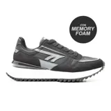 Championes deportivos Hi-Tec Dam Men, color negro con detalles en gris, con suela blanca y tecnología Memory Foam.