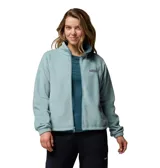 Campera de polar Columbia con cierre frontal completo, cuello alto, bolsillos laterales con cierre y puños elásticos.