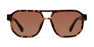 Gafas de sol Seba modelo Tigris Brown, con montura aviador geométrica oversize en carey y lentes marrones.