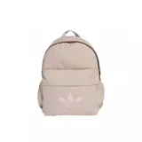 Mochila Adidas Adicolor Classic color beige con logo de la marca en rosa.