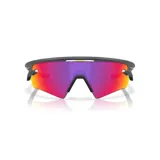 Lentes de sol Oakley modelo 9499 con marco negro y lentes espejados en tonos rojo y violeta.