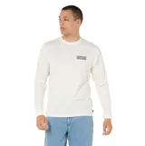Remera de manga larga color blanco, con cuello redondo y pequeño logo estampado en el pecho.