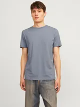 Remera de manga corta y cuello redondo con calce regular, confeccionada en tejido jersey de algodón orgánico y poliéster con efecto melange.