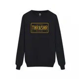 Buzo negro de algodón con estampa frontal de la placa de California con el logo de Thrasher.