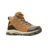 Bota de trekking Hi-Tec modelo Becky, color beige, con diseño de caña media, paneles de malla transpirable y refuerzos de gamuza sintética. Cuenta con suela de goma dentada para mayor tracción y tecnología Memory Foam en la plantilla.