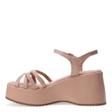 Sandalias Bottero de plataforma con tiras finas cruzadas en el empeine y cierre con hebilla ajustable en el tobillo.