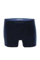 Pack de tres bóxer Legacy Co. de algodón elastizado, con cintura elástica. El pack incluye un bóxer liso color azul marino, uno liso color azul denim y uno liso color negro.