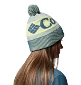 Gorro de lana con pompón, diseño tejido con nombre de la marca en contraste, forro termorreflectante y cinta interior de forro polar.